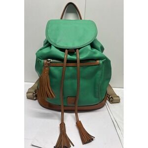 VTG Dooney & Bourke Large Murphy Backpack Purse Florentine Green Vinyl Leather